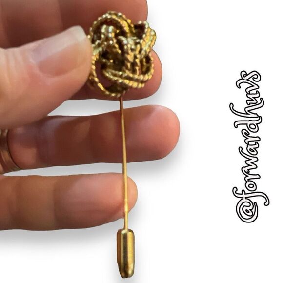 Vintage Gold Tone Twisted Knot Hatpin Stickpin - Picture 10 of 11